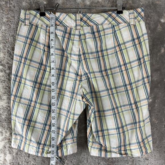 Paradise Shores Size 12 Flat Front Plaid Shorts Colorful Button Zip Casual - Picture 2 of 10